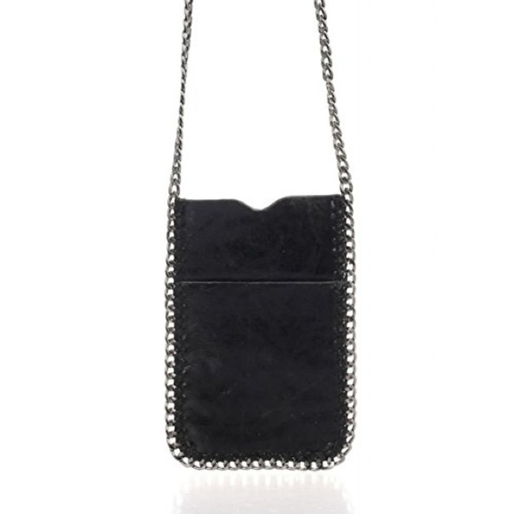 Mini Crossbody Bag Phone Pouch Chain Trim black and silver